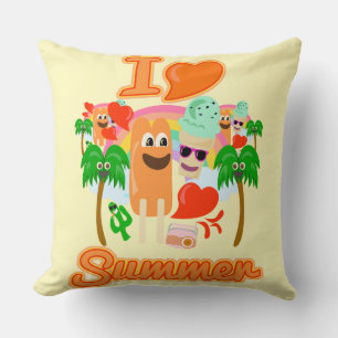Ik hou van zomer epische cartoon kawaii stijl coll kussen