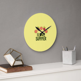 Ik hou van zomer ronde acrylaat wandklok met fruit