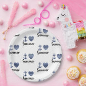 Ik hou van zomeranker en gestreept hart papieren bordje (Feest)