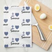 Ik hou van zomeranker en gestreept hart theedoek (Quarter Fold)