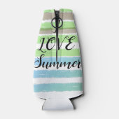 Ik hou van zomerblauwe Waterverf Stripes Flesjeskoeler (Achterkant)