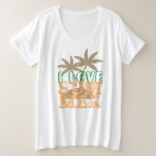 Ik hou van zomerkleurige zomervibes sublimatie grote maat t-shirt (Design voorkant)