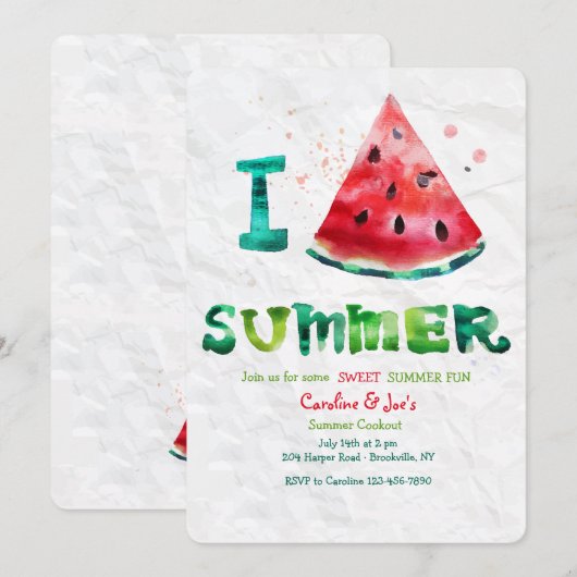 Ik hou van zomerse uitnodiging (Voorkant / Achterkant)