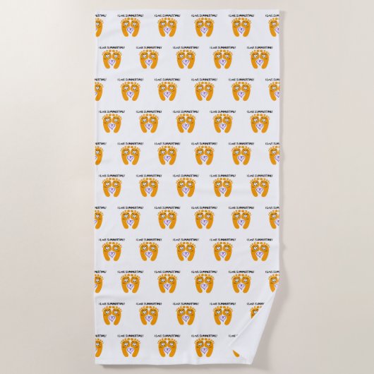 Ik hou van zomertijd blote voeten Schattige Strandlaken (Voorkant)