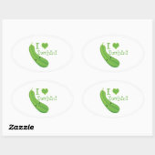 Ik hou van Zucchini glimlachend Kawaii Zucchini Ovale Sticker (Vel)