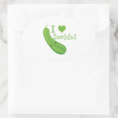 Ik hou van Zucchini glimlachend Kawaii Zucchini Ovale Sticker (Tas)