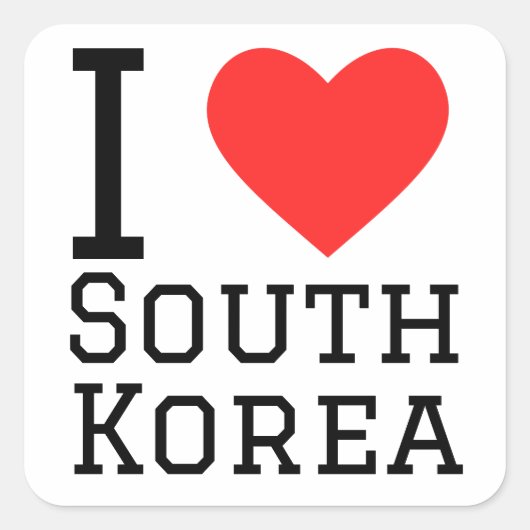 Ik hou van Zuid-Korea Vierkante Sticker (Voorkant)