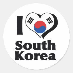 Ik hou van Zuid-Korea vlag Ronde Sticker