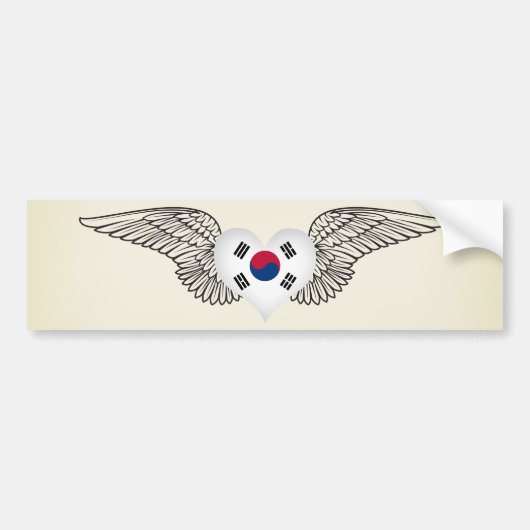 Ik hou van Zuid-Korea - vleugels Bumpersticker (Voorkant)