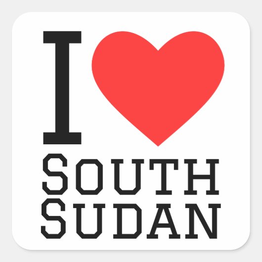 Ik hou van Zuid-Soedan Vierkante Sticker (Voorkant)