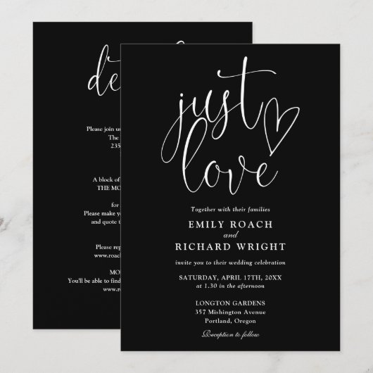 Ik hou van zwart en wit op één bruiloft kaart (Voorkant / Achterkant)