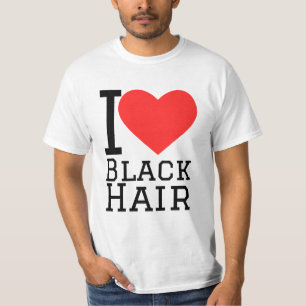 Ik hou van zwart haar t-shirt