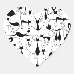 Ik hou van zwart katten silhouet hart sticker