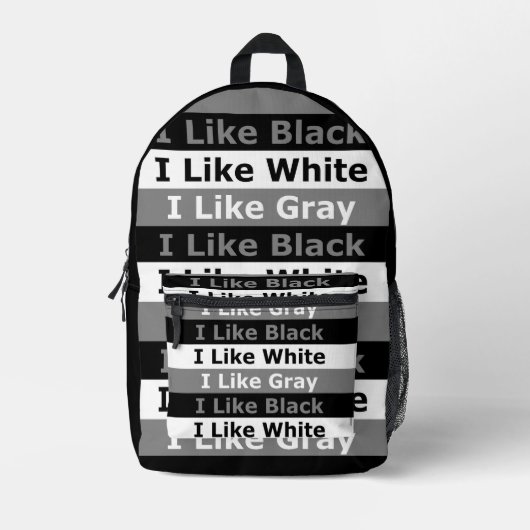 Ik hou van zwart wit en grijs kleur gestreept ontw bedrukte rugzak (Voorkant)