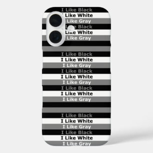 Ik hou van zwart wit en grijs kleur gestreept ontw iPhone 16 hoesje