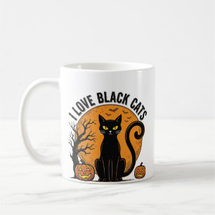 Ik hou van zwarte katten Halloween vintage shirt o Koffiemok