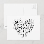 ik hou van zwarte katten silhouette briefkaart (Voorkant / Achterkant)