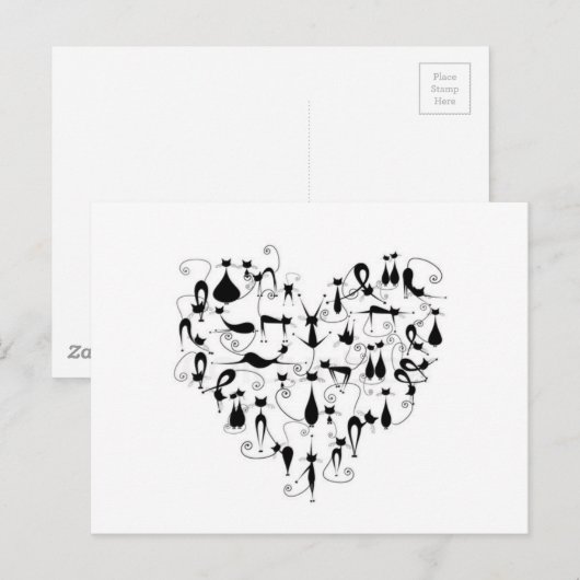 ik hou van zwarte katten silhouette briefkaart (Voorkant / Achterkant)