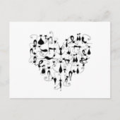 ik hou van zwarte katten silhouette briefkaart (Voorkant)