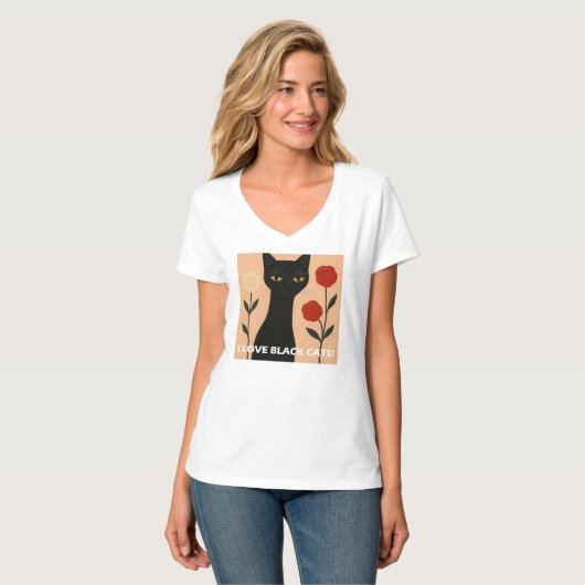 IK HOU VAN ZWARTE KATTEN! T-SHIRT (Voorkant volledig)