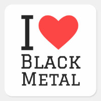 Ik hou van zwarte metalen vierkante sticker