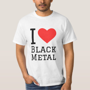 Ik hou van zwarte metalen vierkante sticker t-shirt