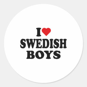 Ik hou van Zweedse jongens in hart Zweedse jongens Ronde Sticker
