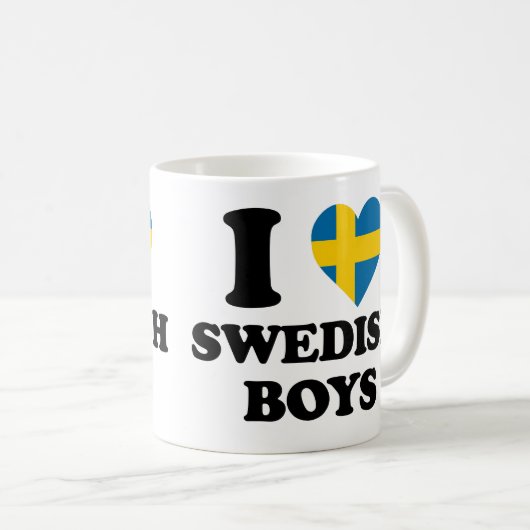 Ik hou van Zweedse jongens Koffiemok (Voorkant rechts)