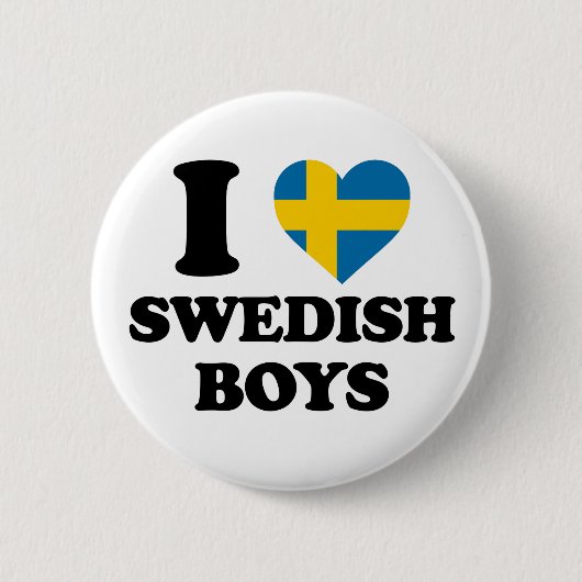 Ik hou van Zweedse jongens Zweden Vlag Hart Ronde Button 5,7 Cm (Voorkant)