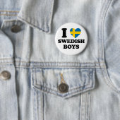 Ik hou van Zweedse jongens Zweden Vlag Hart Ronde Button 5,7 Cm (In situ)