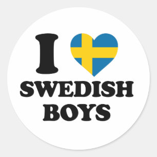 Ik hou van Zweedse jongens Zweden Vlag Hart Ronde Sticker
