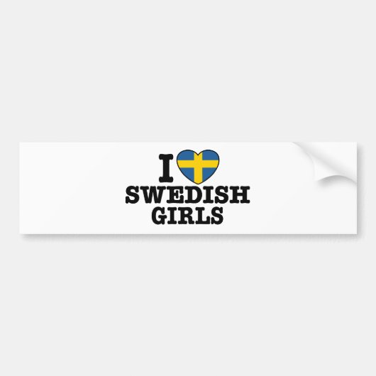 Ik hou van Zweedse meisjes Bumpersticker (Voorkant)