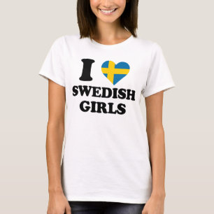 Ik hou van Zweedse meisjes Hart Vlag T-shirt