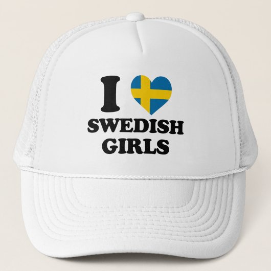 Ik hou van Zweedse meisjes Trucker Pet (Voorkant)