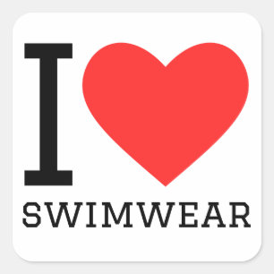Ik hou van zwemkleding vierkante sticker