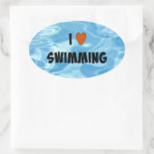 Ik hou van zwemmen—het uitnodigende blauwe water, ovale sticker (Tas)