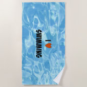 Ik hou van zwemmen—het uitnodigende blauwe water strandlaken (Voorkant)