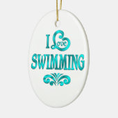 Ik hou van zwemmen keramisch ornament (Links)