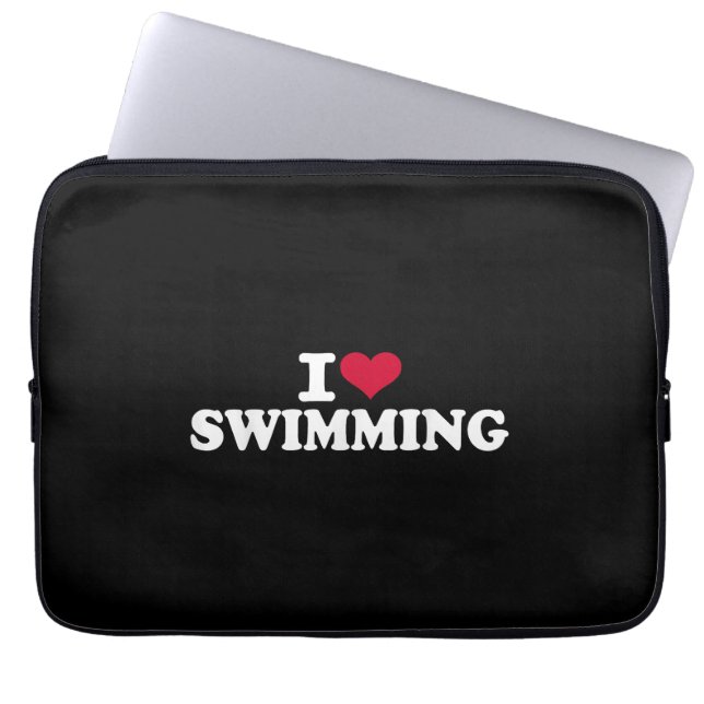 Ik hou van zwemmen laptop sleeve (Voorkant)