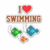 IK HOU VAN ZWEMMEN met de vissen Sticker (Voorkant)