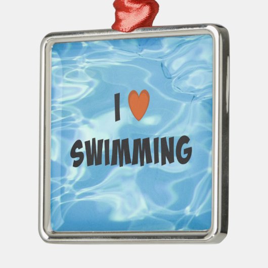 Ik hou van zwemmen  metalen ornament (Links)