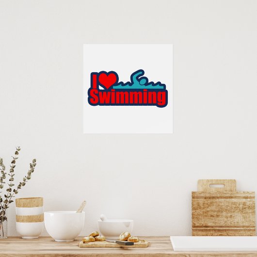 Ik hou van zwemmen poster (Keuken)