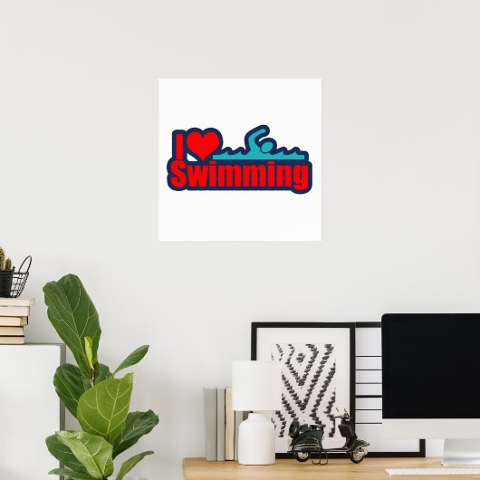 Ik hou van zwemmen poster (Thuiskantoor)