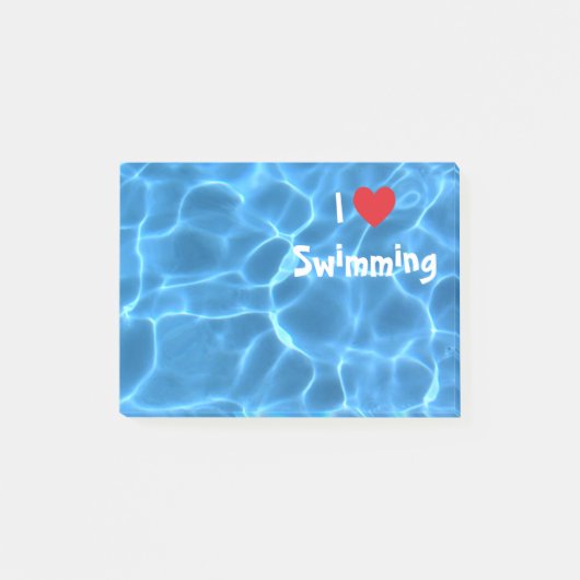 Ik hou van zwemmen Rode Hart met Blauwe Zwembadwat Post-it® Notes (Voorkant)