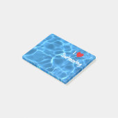 Ik hou van zwemmen Rode Hart met Blauwe Zwembadwat Post-it® Notes (Schuin)