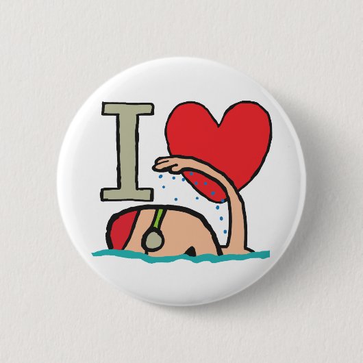 Ik hou van zwemmen ronde button 5,7 cm (Voorkant)