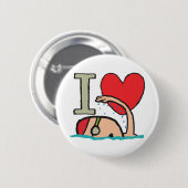 Ik hou van zwemmen ronde button 5,7 cm (Voorkant /achterkant)