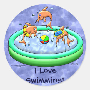 Ik hou van zwemmen! ronde sticker