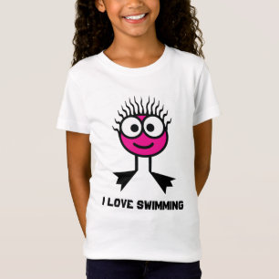 Ik hou van zwemmen - Roze draaiende personage T-shirt