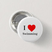 Ik hou van Zwemmen Typografie & Red Heart Ronde Button 3,2 Cm (Voorkant /achterkant)